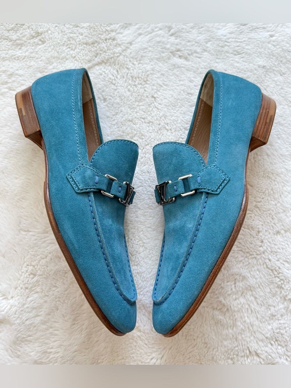 Louis Vuitton Lexington Logo LV Loafers Blue Suede 10 UK/ 11 US Authentic